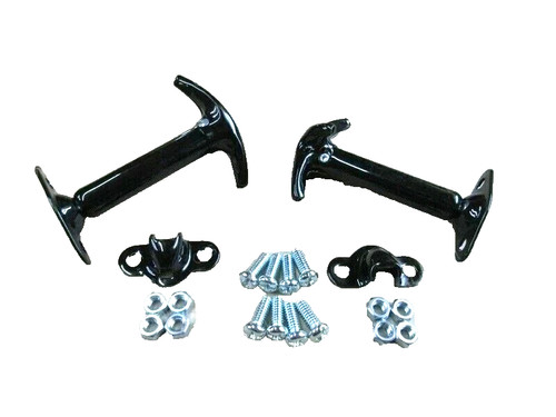 Black hood catch latch kit - black,