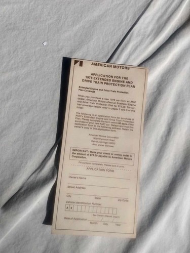 Amc dealer nos warranty - amc, amx